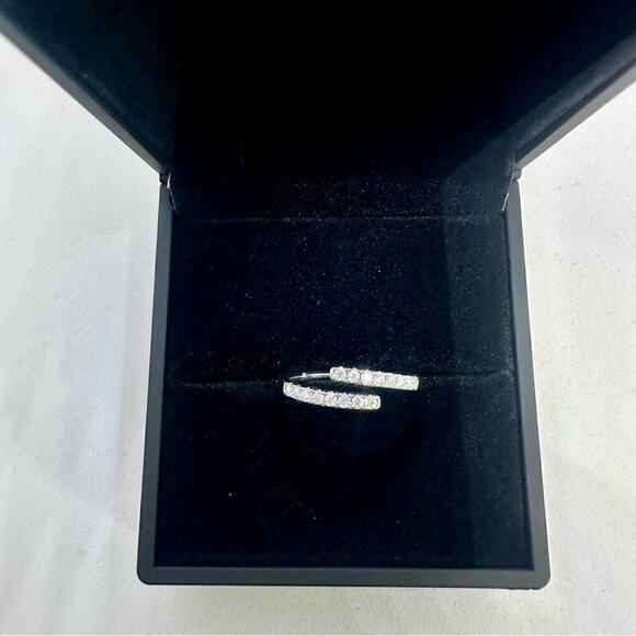 Moissanite Diamond Band Split Half Eternity Stackable Ring 18k Plated Adjustable - Picture 4 of 16